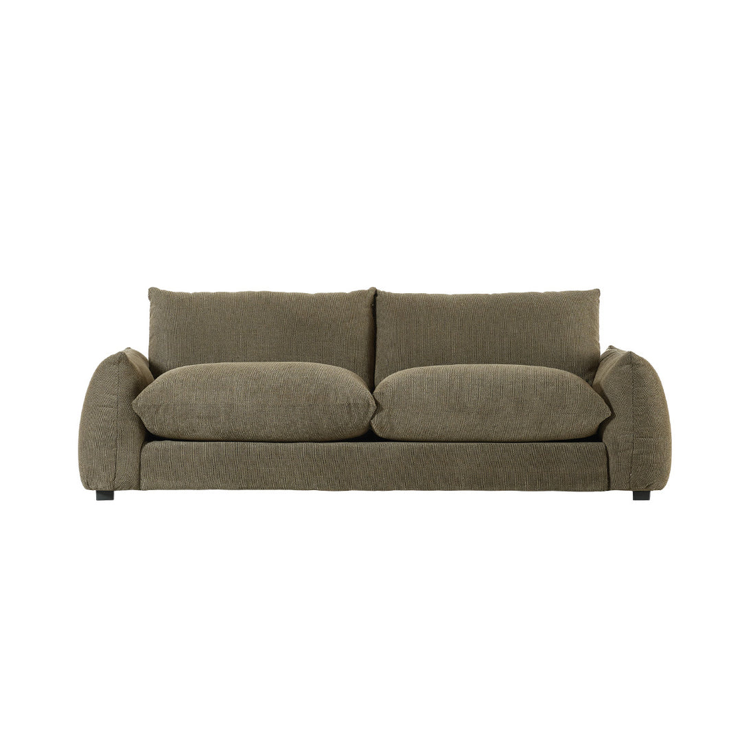 JACQUES - Gerades 3-Sitzer-Sofa aus khakifarbenem meliertem Strukturstoff