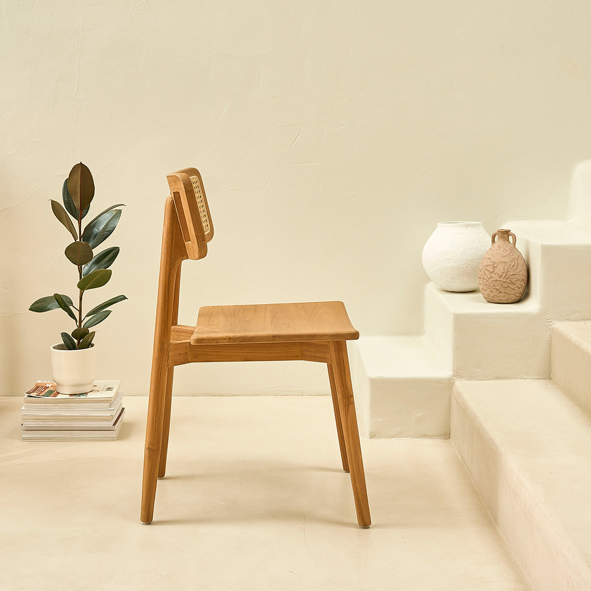 SIXTINE - Chaise en teck massif et cannage