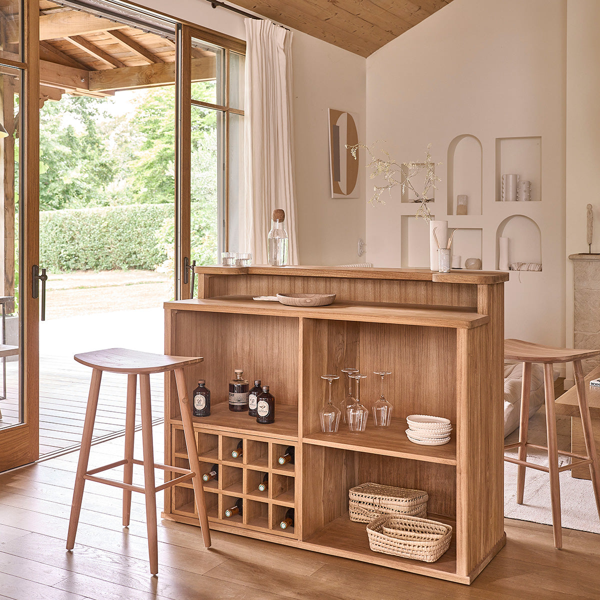 COLINE - Bar aus massivem Teakholz 140 cm