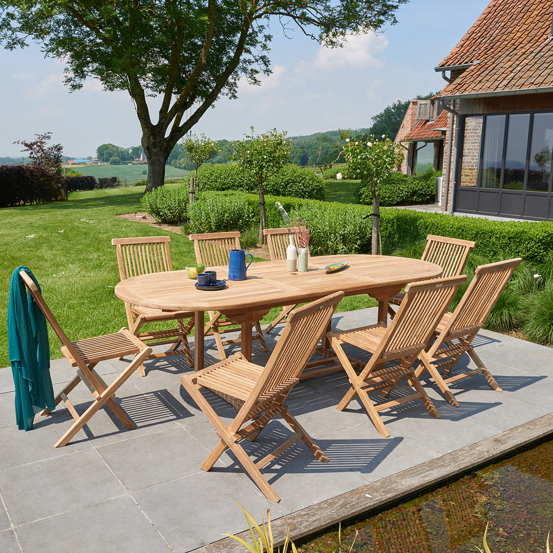 MIDLAND - Ausziehbare  Gartenmöbel aus Teakholz 8/10 pers.