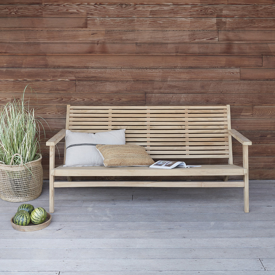 MALTE - Bank aus massivem Teakholz 160 cm