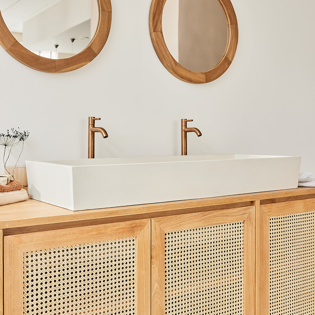 LENA - Waschbecken aus Beton in Beige 100 x 39 cm