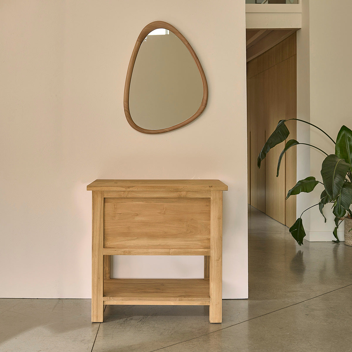 NAHELE - Waschbeckenunterschrank aus massivem recyceltem Teakholz 82 cm