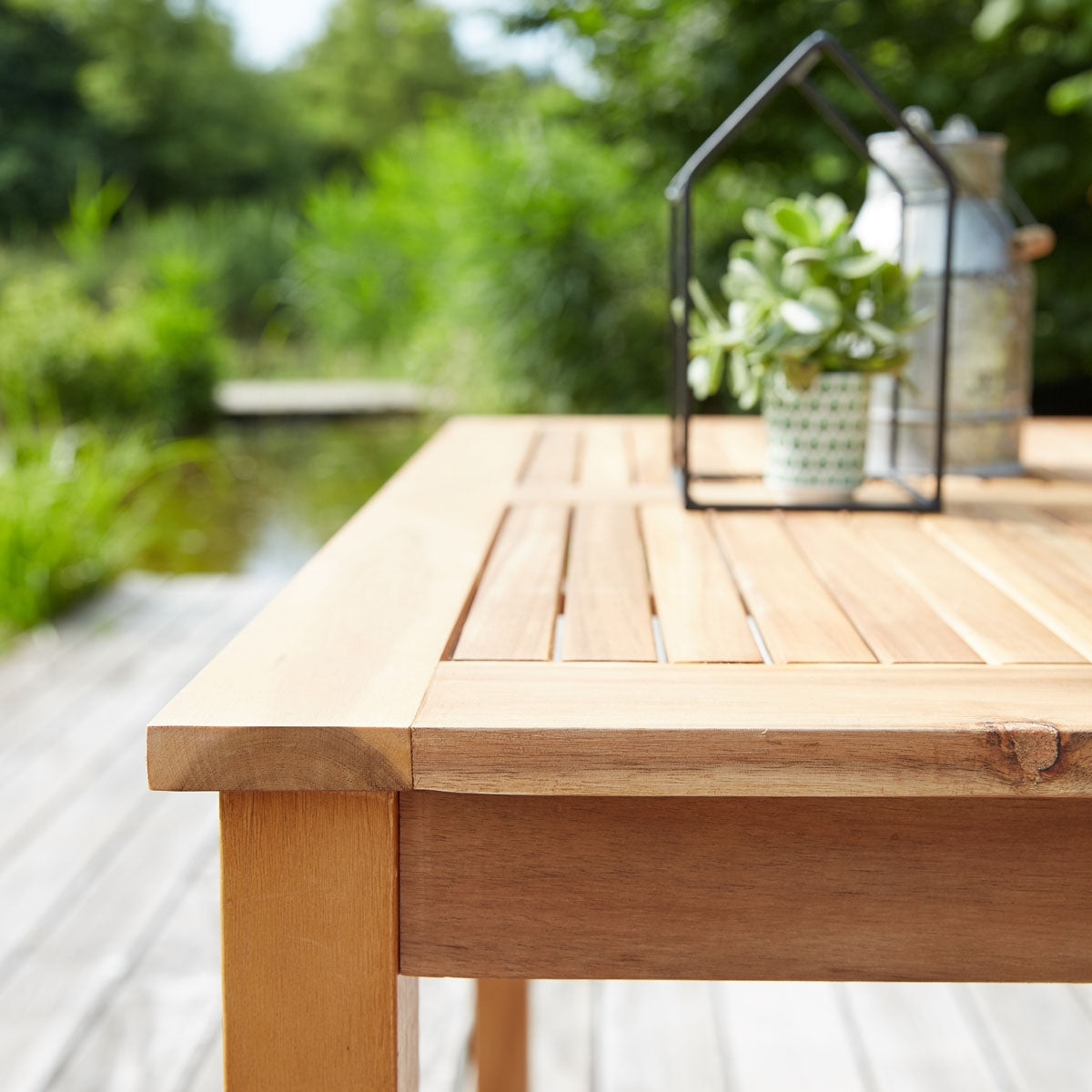 HANOÏ - Gartenlounge Akazienholz und grauem Textilene 4 Sitze