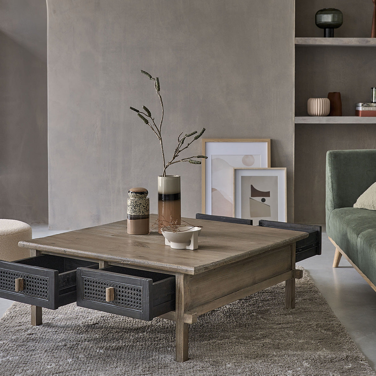 JUNKO - Couchtisch aus recyceltem massivem Holz 100 cm