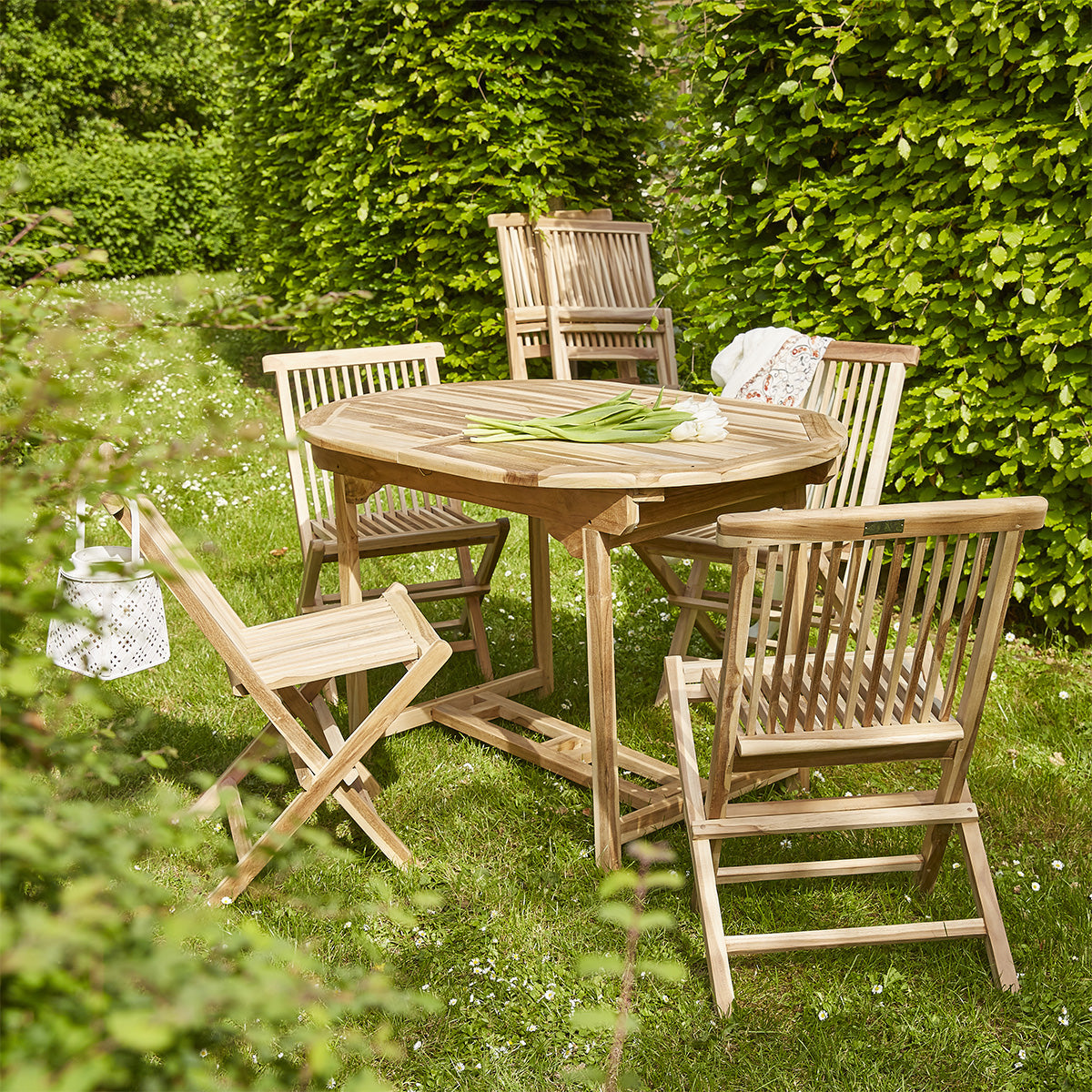 MELBOURNE - Gartenlounge aus massivem Teakholz ausziehbar 6 pers.