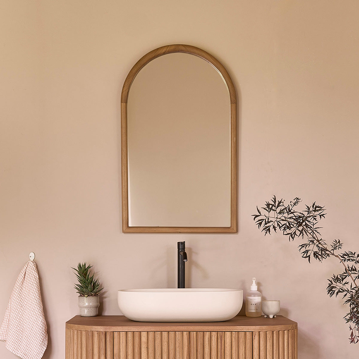 COLINE - Spiegel aus massivem Teakholz 80x50 cm