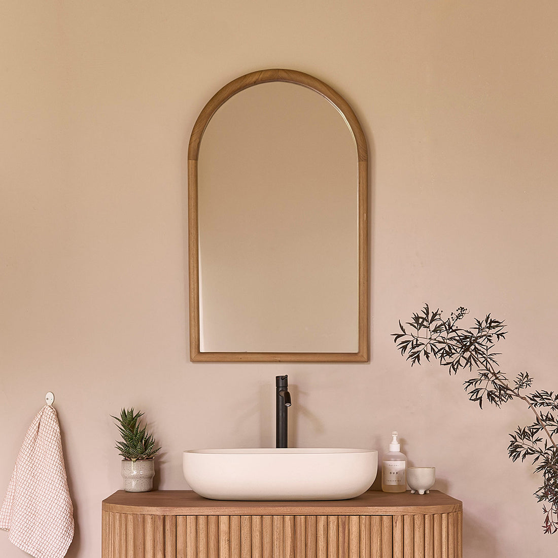 COLINE - Spiegel aus massivem Teakholz 80x50 cm