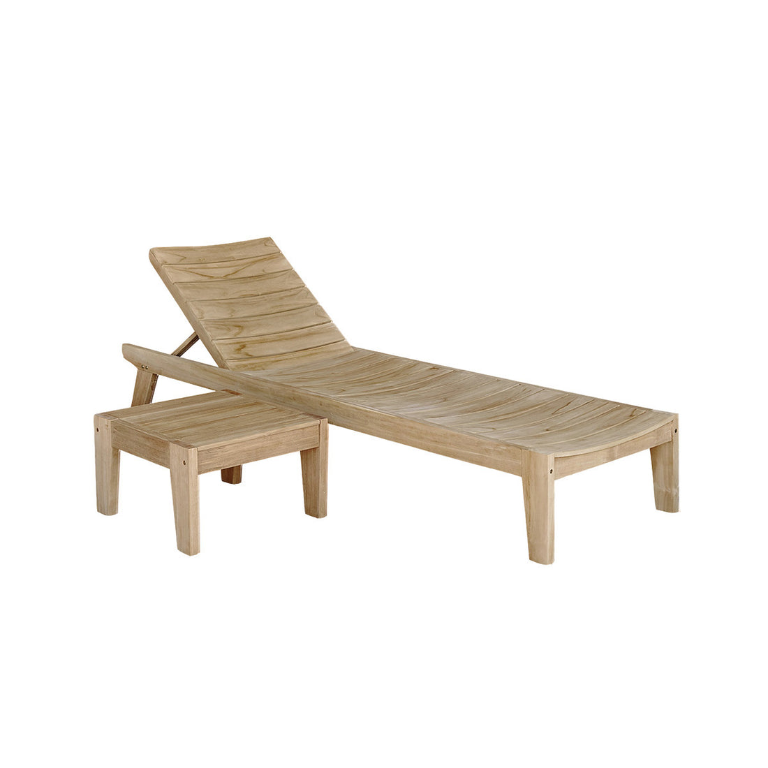 JAYA - Set aus Sonnenliege und Beistelltisch aus massivem Teakholz