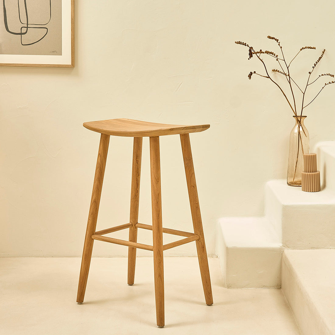 AMBRE - Hocker aus massivem Teakholz 75 cm
