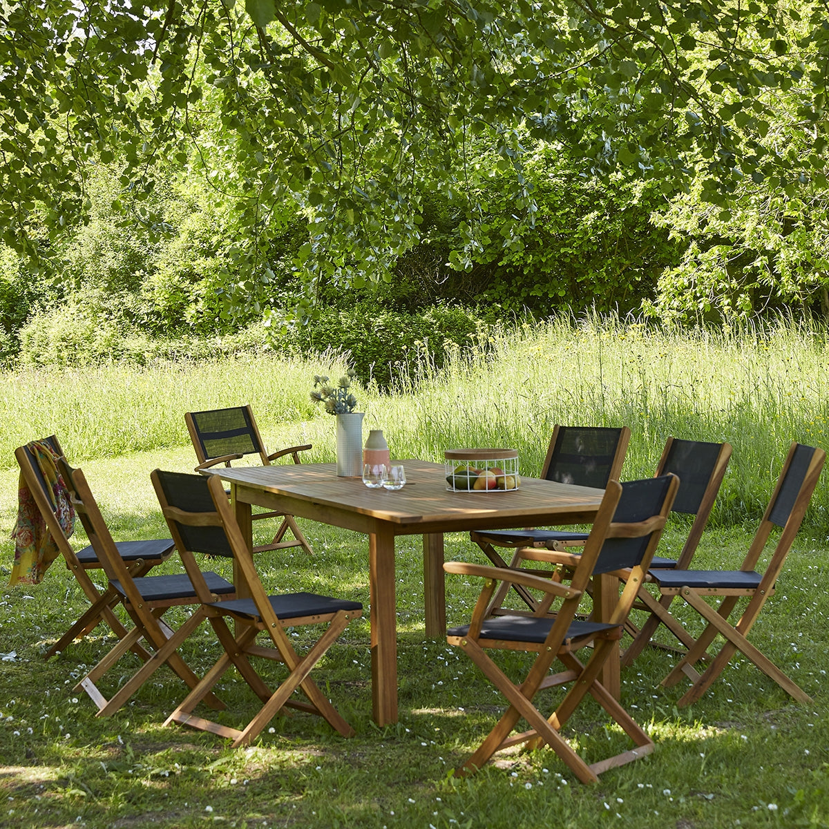 HANOÏ - Gartenlounge aus massiver Akazie 8/10 Sitze
