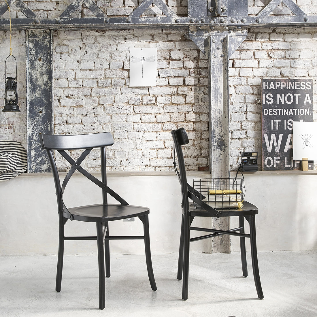 LONDRES - Set aus 2 Bistrostühlen aus massivem Mahagoni, schwarz