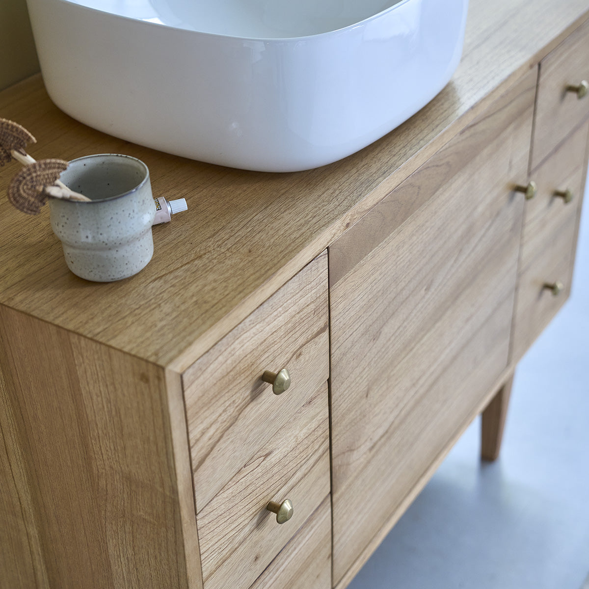 FIFTIES - Meuble sous vasque en mindi massif 100 cm