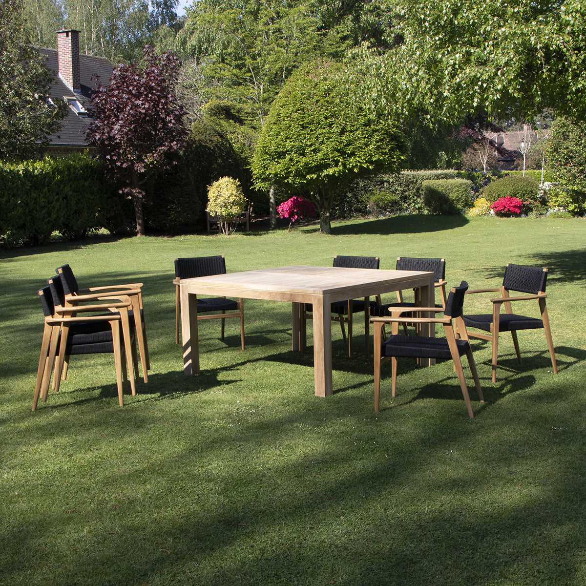 ESTHER - Salon de jardin en teck massif et cordage 8 pers.