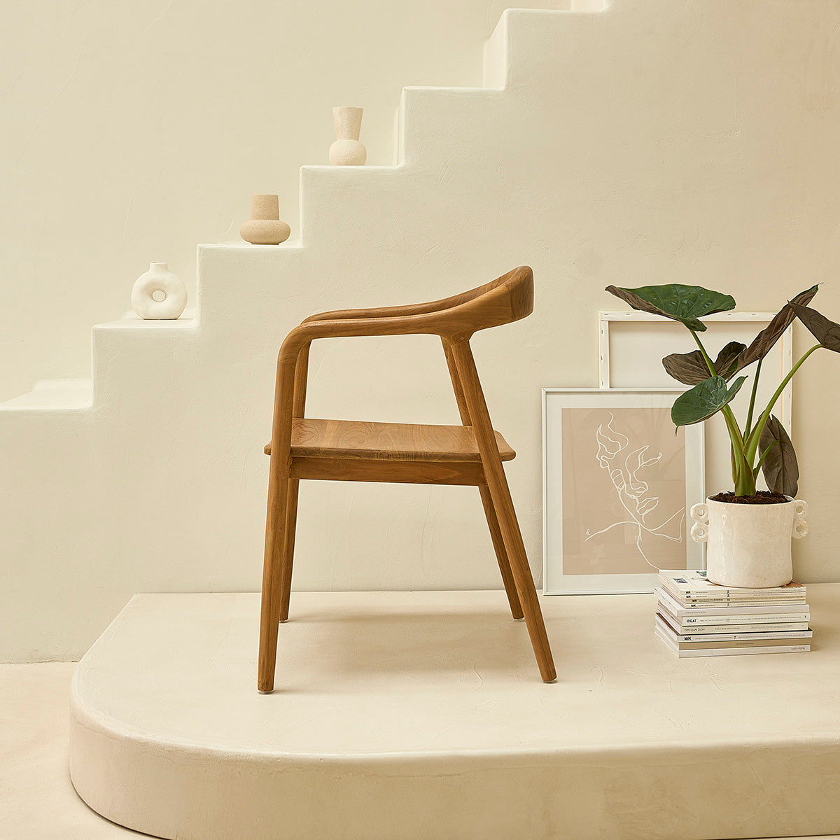 AMBRE - Set aus 2 Stühlen aus massivem Teakholz