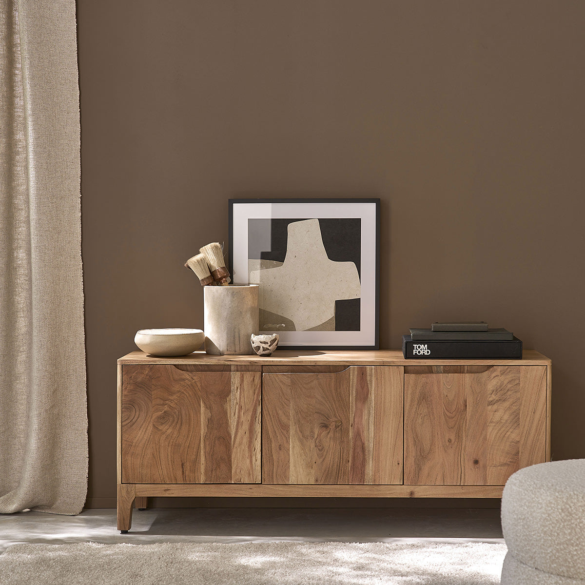 SAMSO - TV-Möbel aus massivem Akazienholz, 139 cm