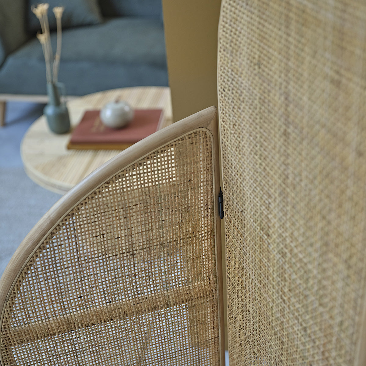 JANE - Wandschirm aus Rattan und Rohrgeflecht 4 Tafeln