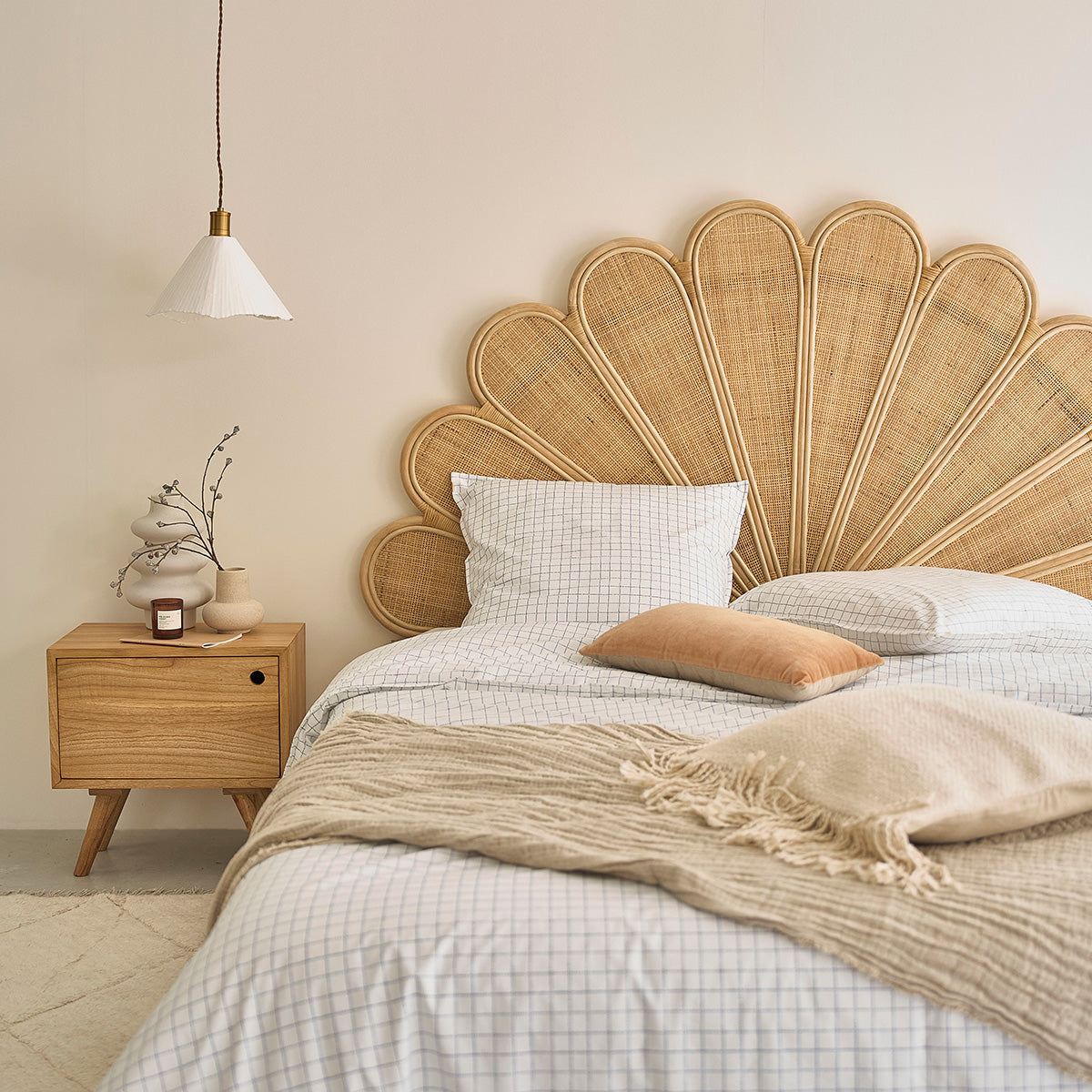 ROMY - Kopfteil aus Rattan und mit Rohrgeflecht 180 cm