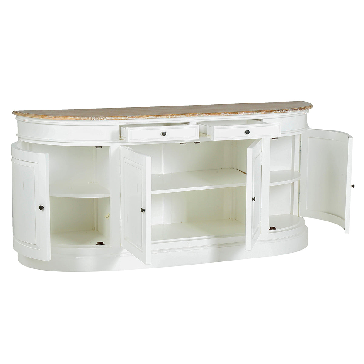 LONDRES - Sideboard aus Mahagoni und massivem Teakholz, 180 cm, weiß