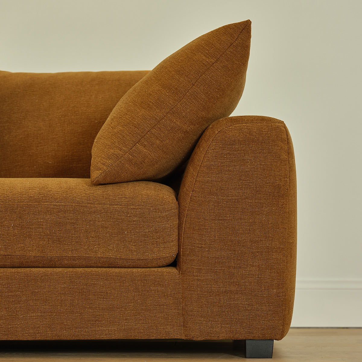 EDMOND - Gerades 3-Sitzer-Sofa aus bronzefarbenem Stoff in Leinenoptik