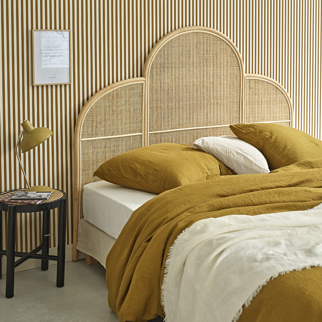 JANE - Tête de lit en rotin et cannage 160 cm