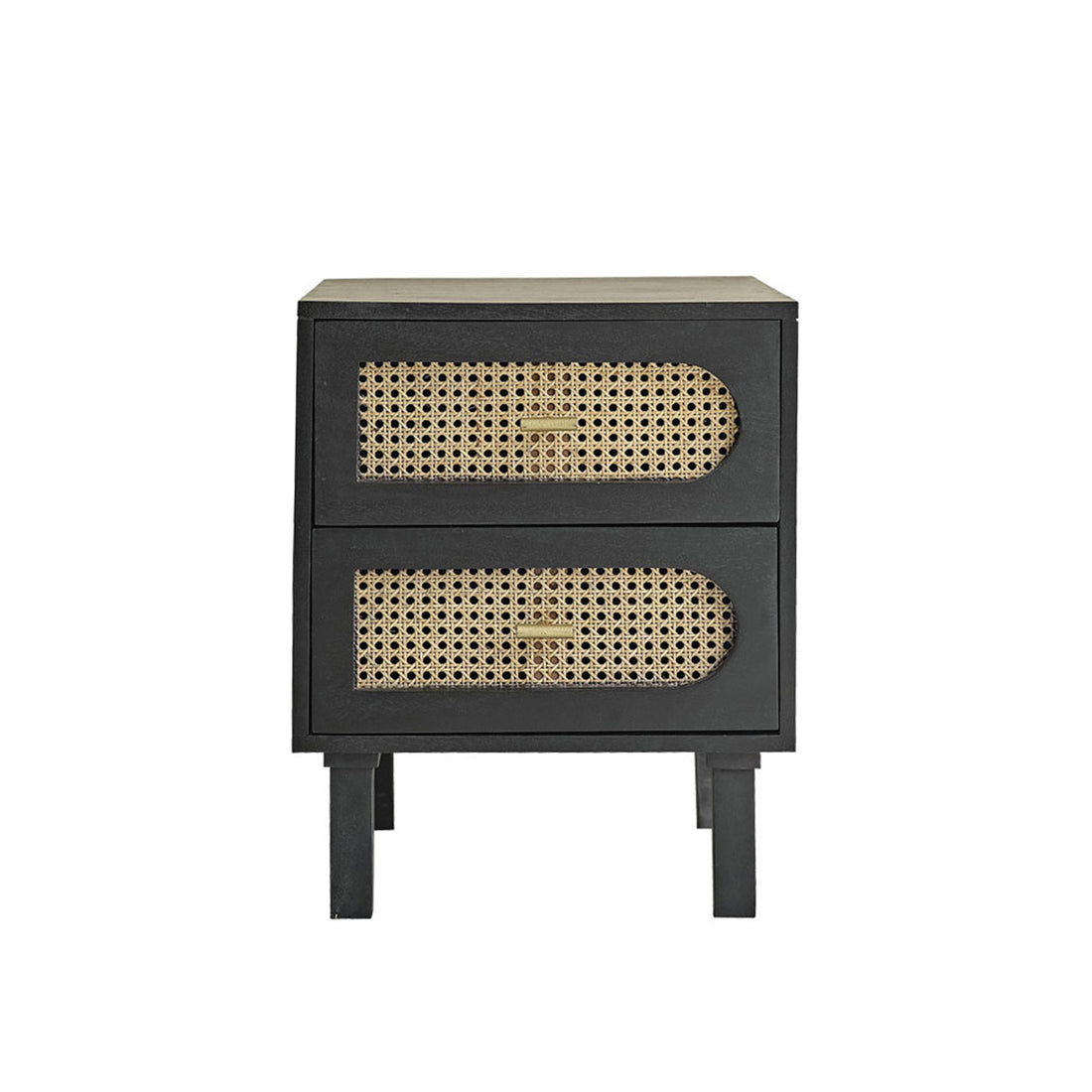 ZULMA - Nachttisch aus massivem Mangoholz und Rohrgeflecht 45 cm