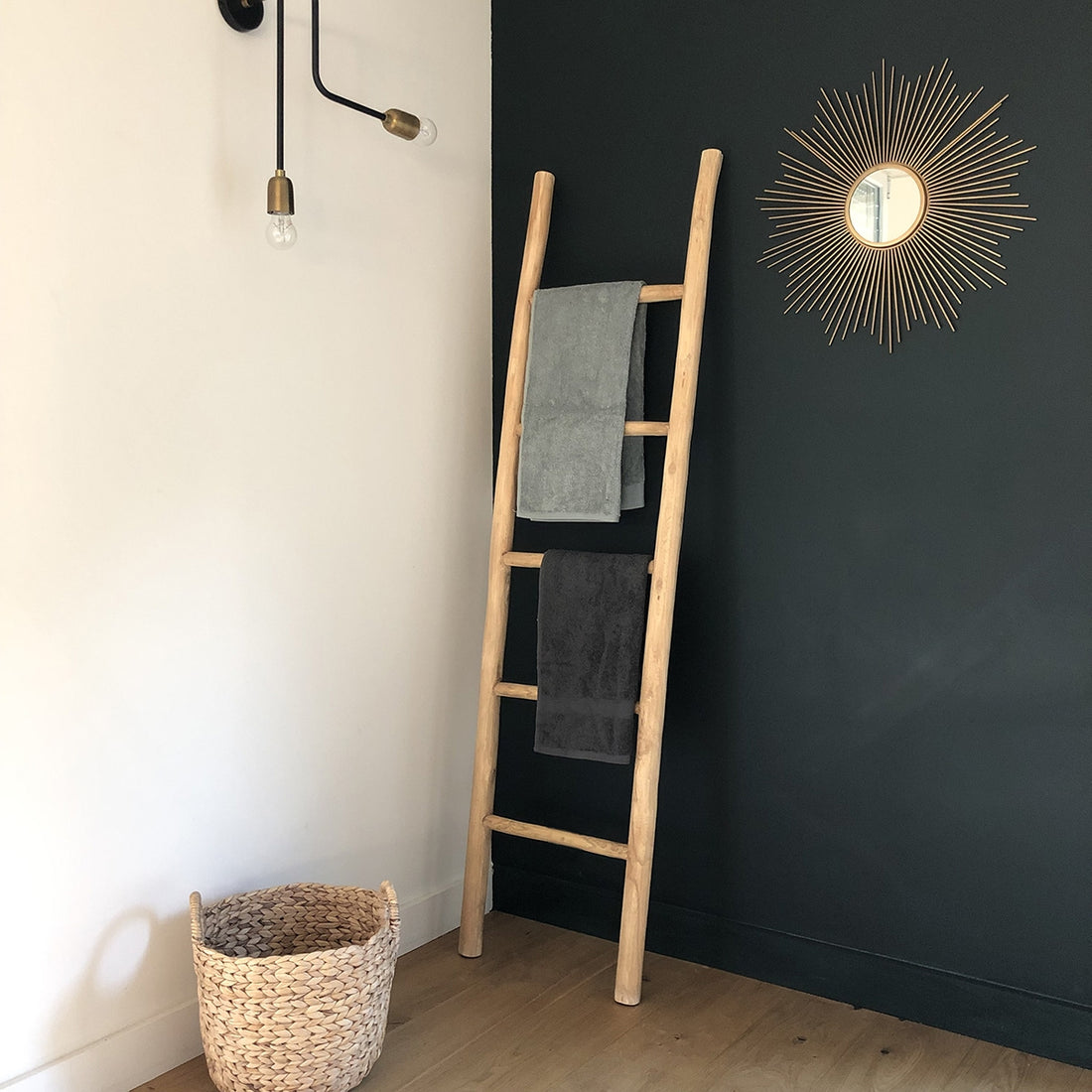 CLARA - Échelle porte-serviettes en teck massif 170 cm