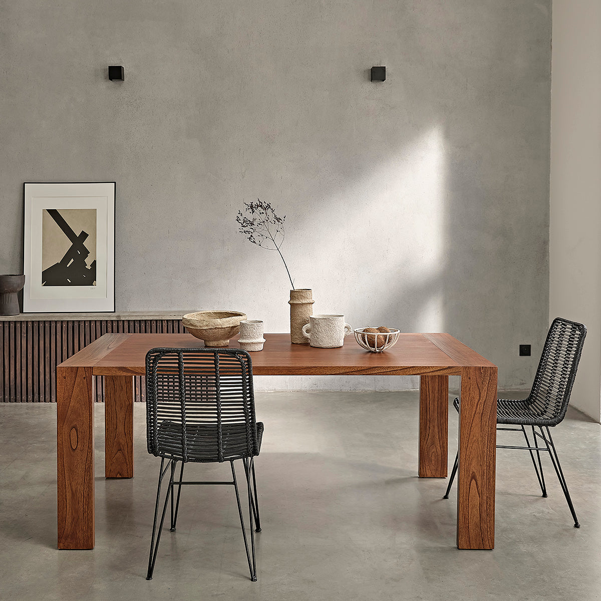 BOHEMA - Stuhl aus Rattan und Metall schwarz