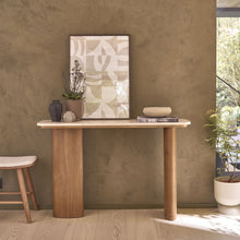 Konsole aus massivem Teakholz und Marmor 120 cm