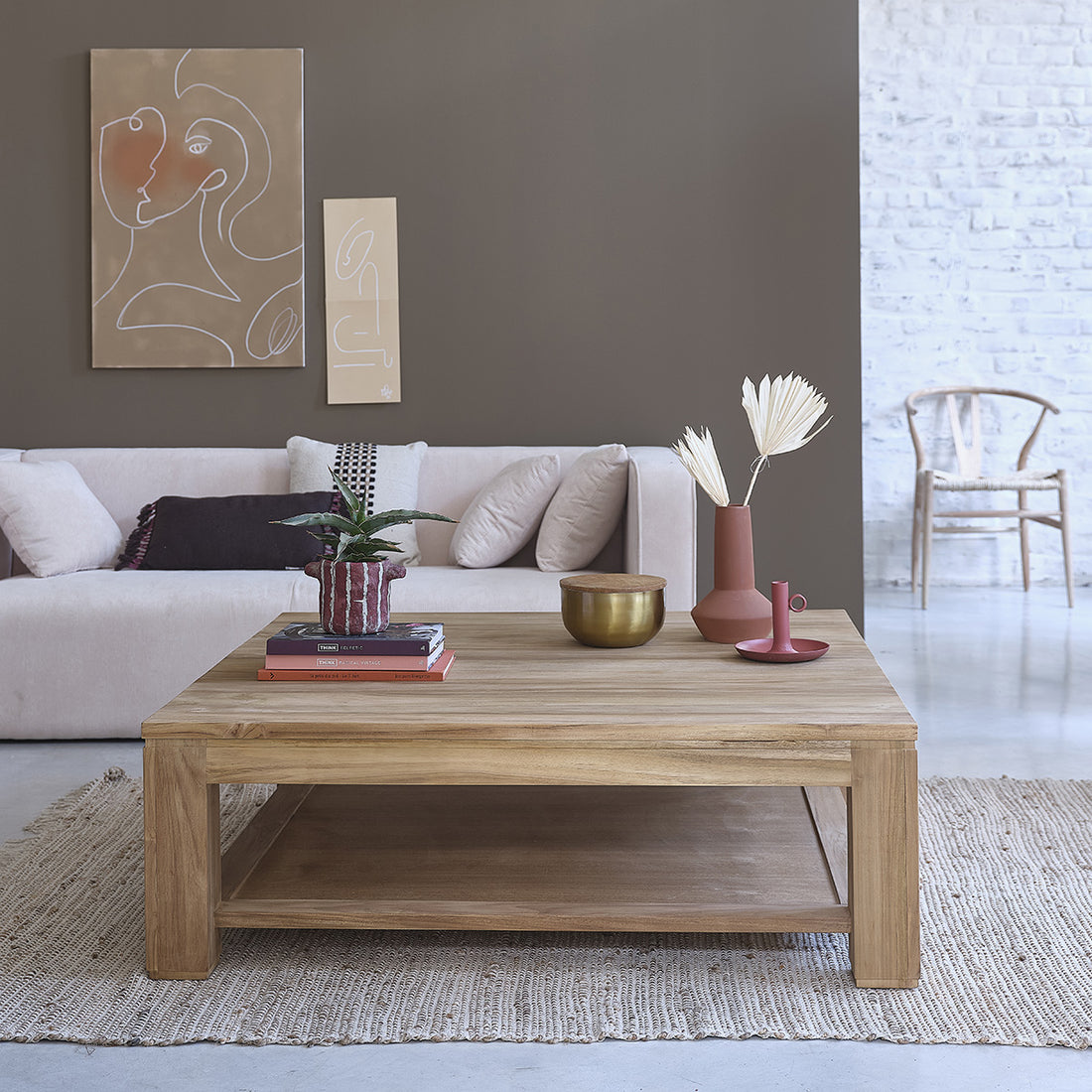 BOSTON - Couchtisch aus massivem Teakholz 120 cm