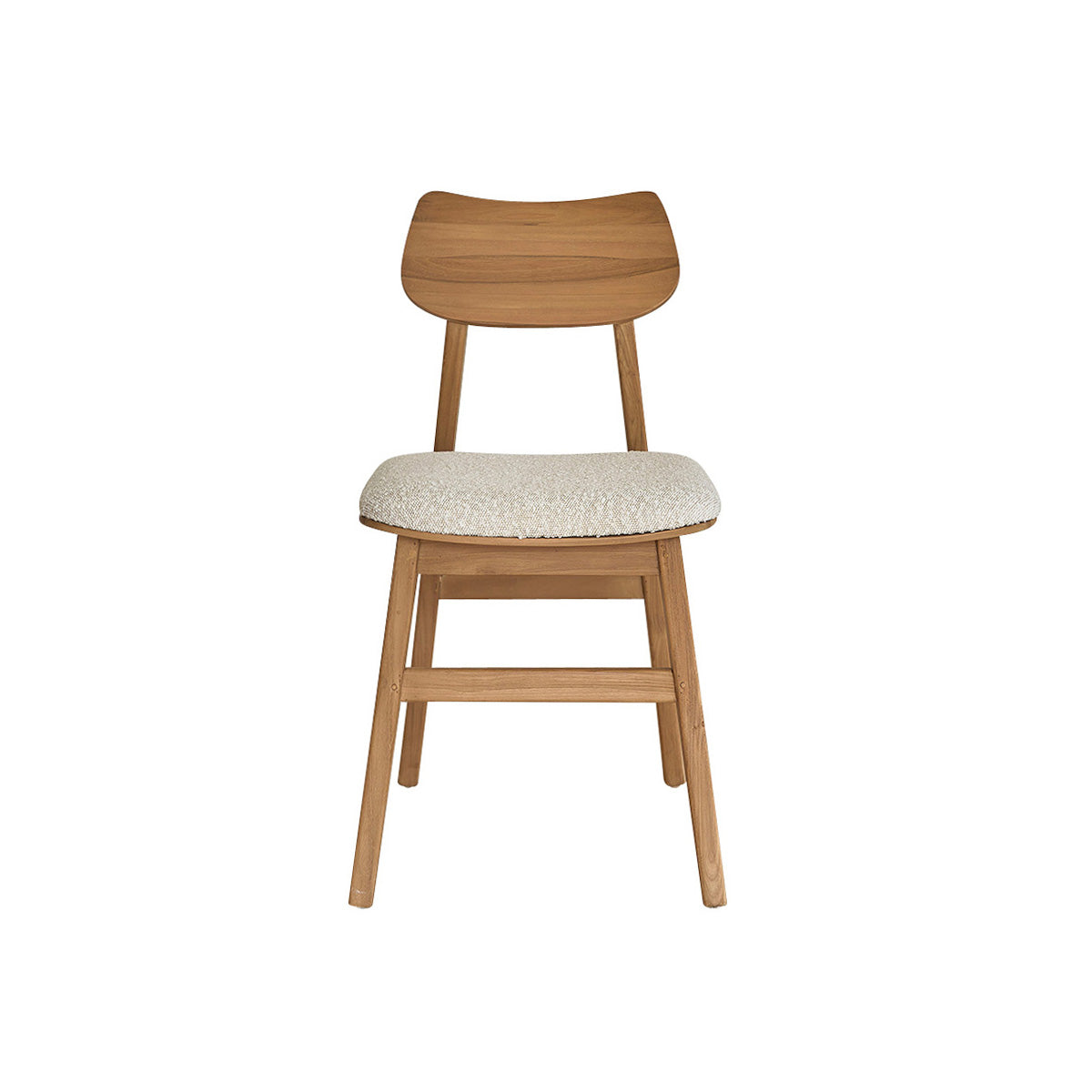 ADELE - Stuhl aus massivem Teakholz mit Bouclé-Sitz