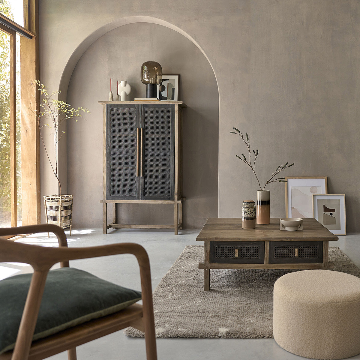 JUNKO - Couchtisch aus recyceltem massivem Holz 100 cm