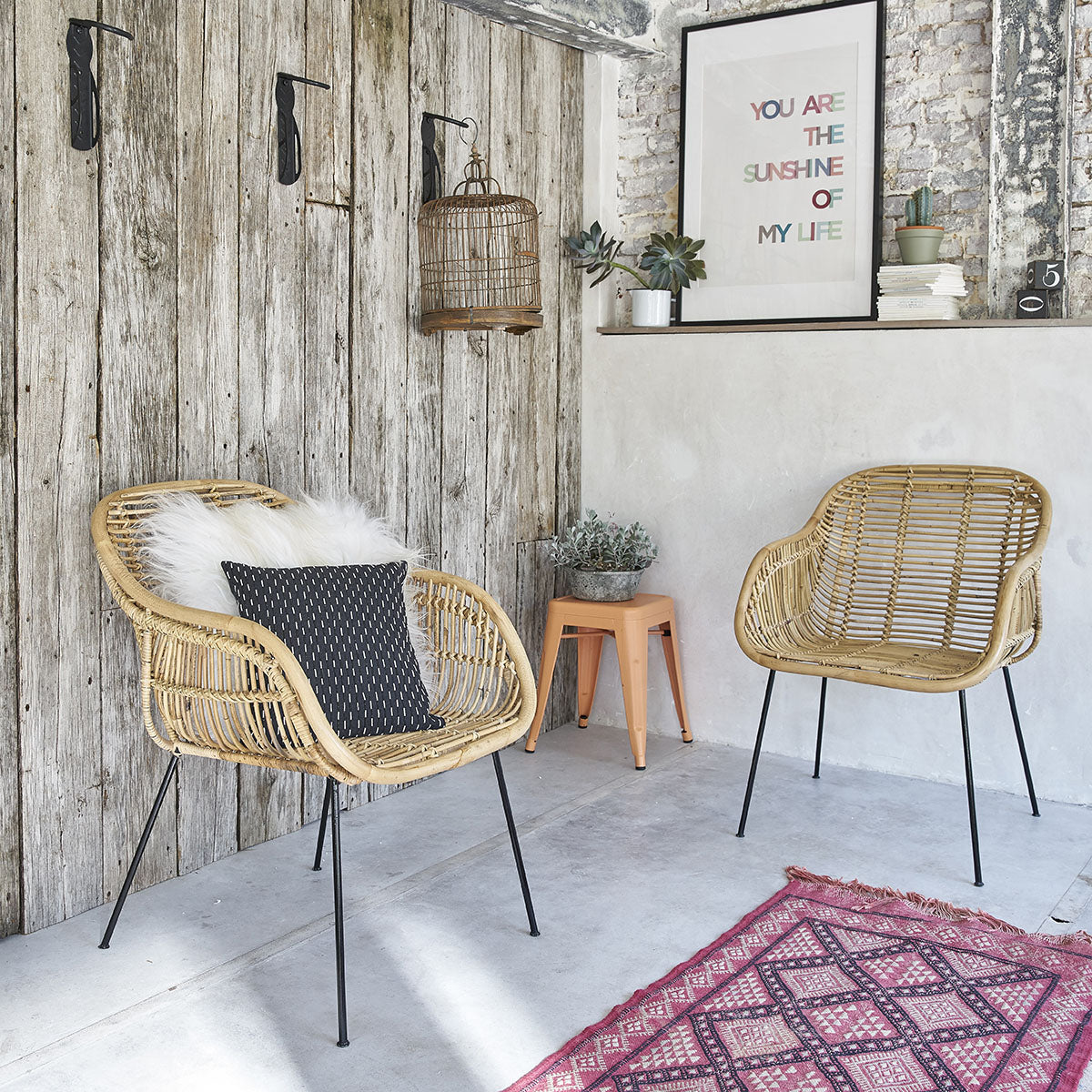 BOHO - Fauteuil en rotin et métal