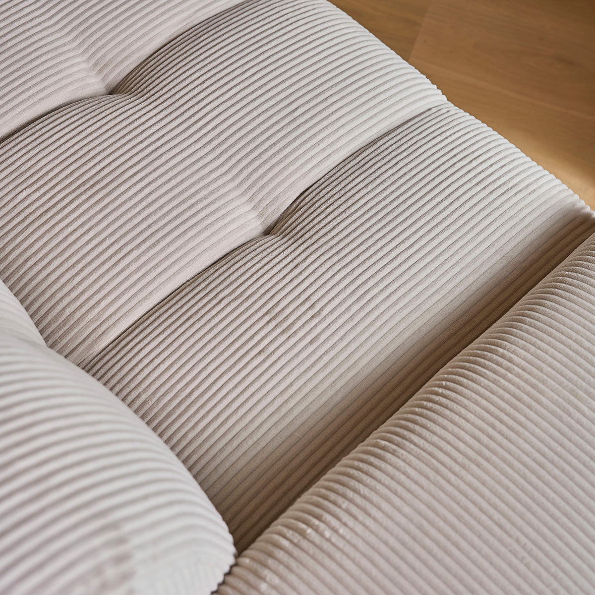 ALPHONSE - Gerades 3-Sitzer-Sofa aus naturfarbenem Cord