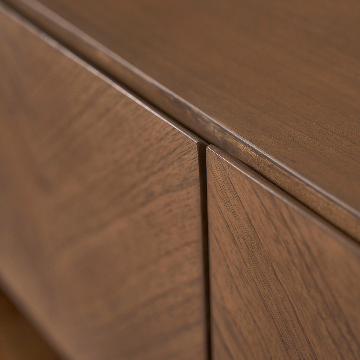 CALIX - Meuble TV en mindi massif et métal finition noyer 160 cm