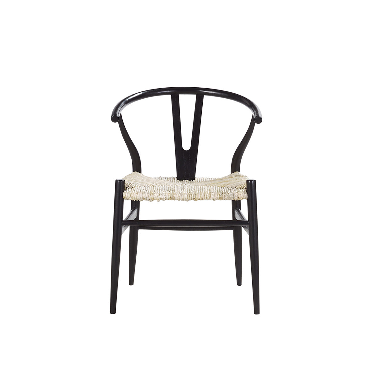 CAMILLE - Chaise en mindi massif noire et corde naturelle