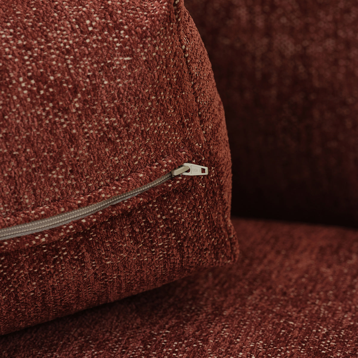 JACQUES - Gerades 3-Sitzer-Sofa aus weinrot meliertem Chenille