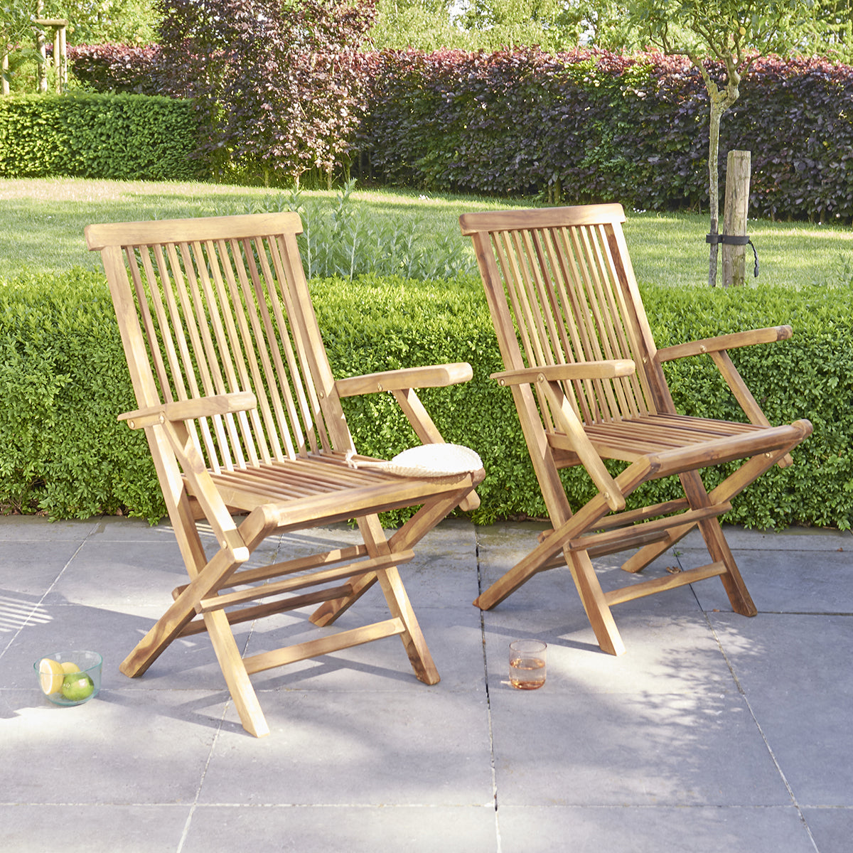 BALI - Fauteuil de jardin en teck huilé massif pliant (lot de 2)