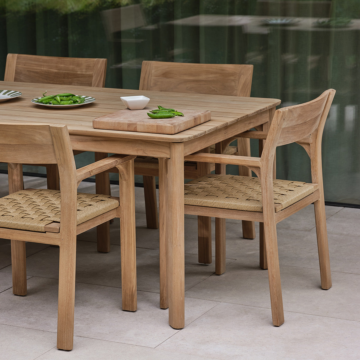 PIANA - Gartensessel aus massivem Teakholz und Rattan (2er-Set)