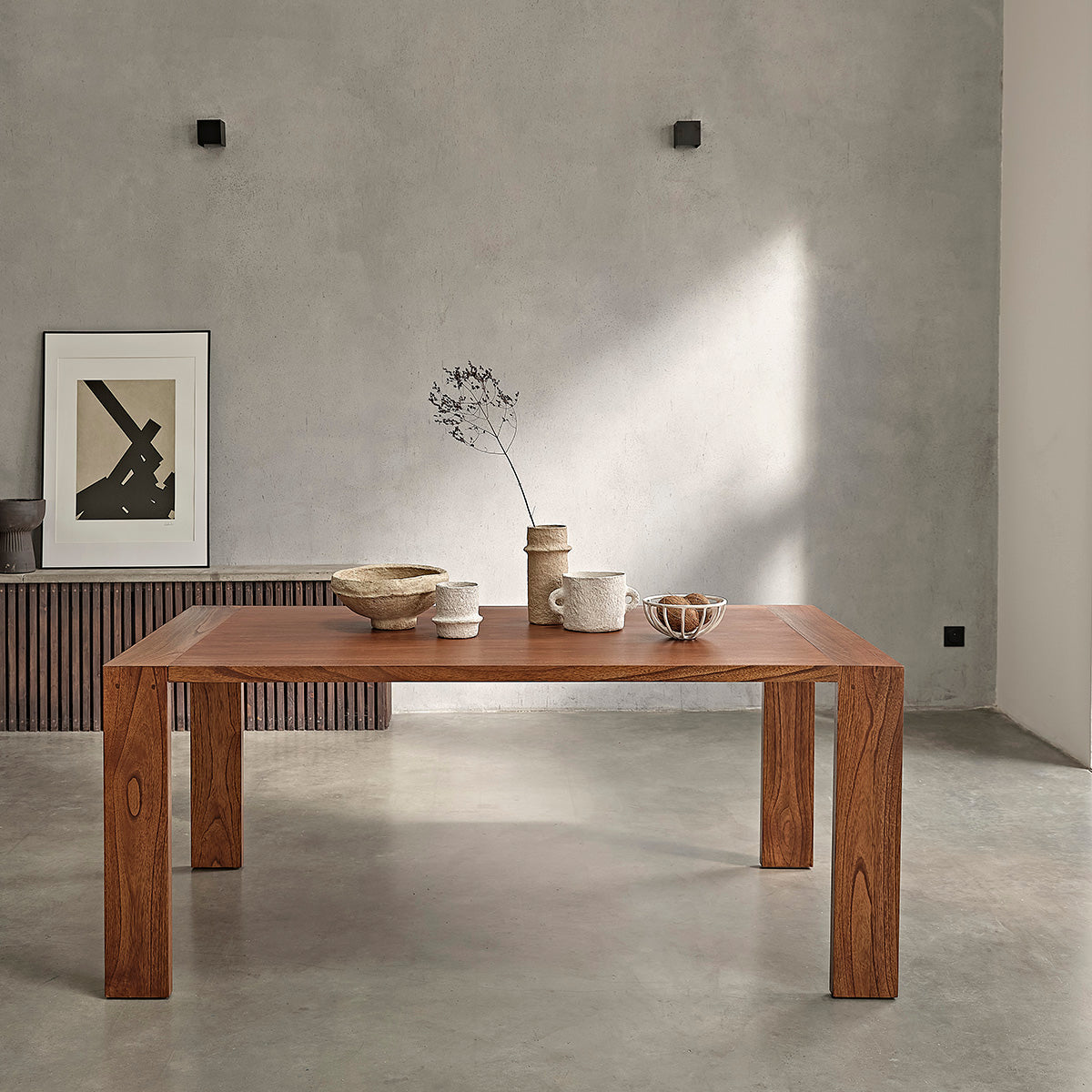 MILO - Table en mindi finition noyer 8 pers.