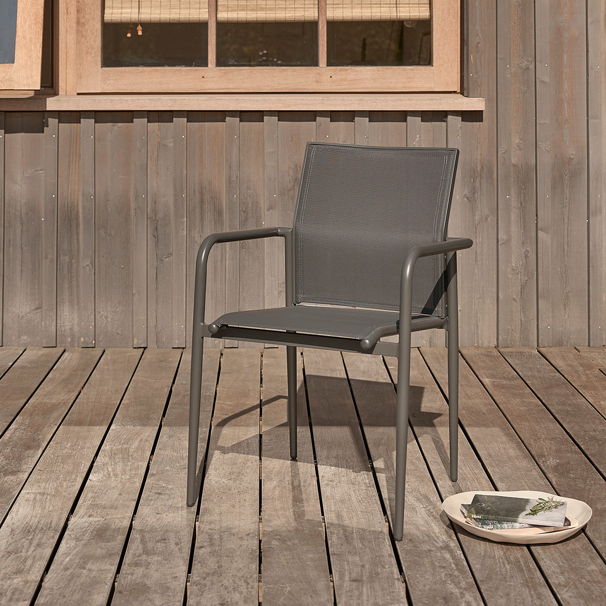 LAGON - Sessel aus Aluminium und grauem Textilene