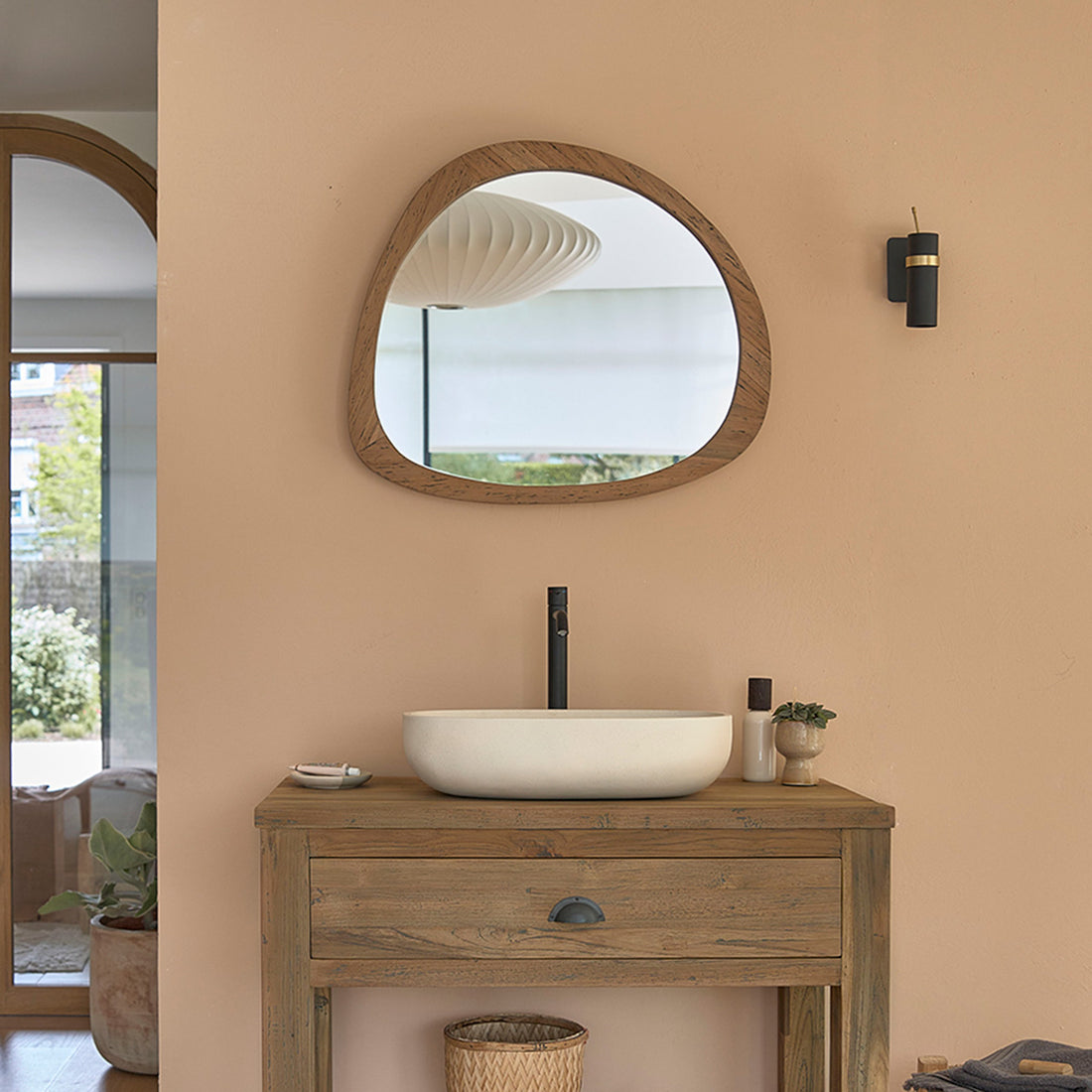 AUSTIN - Spiegel aus massivem recyceltem Teakholz 70 cm