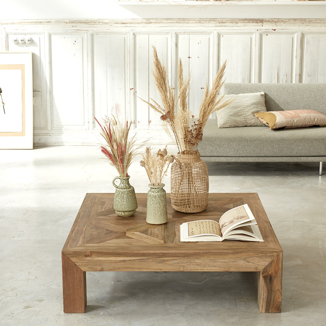 CARGO - Couchtisch aus recyceltem massivem Teakholz 100 cm