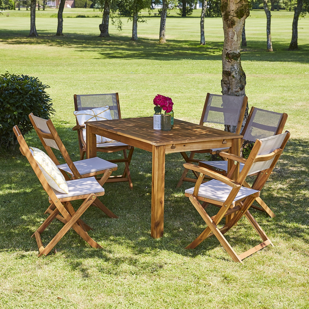 HANOÏ - Ausziehbarer Gartensitzgruppe aus Akazienholz 6 Sitzplätze