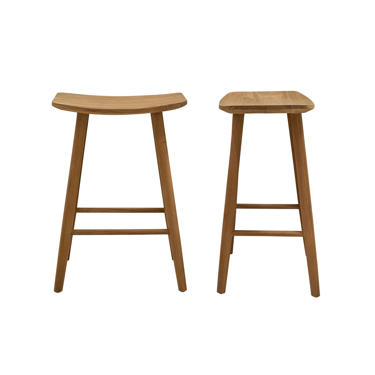 AMBRE - 2er-Set Hocker aus massivem Teakholz 65 cm