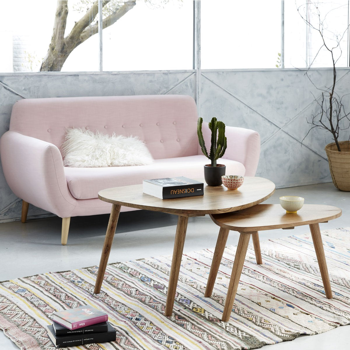 ODDA - Set von 2 Couchtischen aus massivem Mindy 100/62 cm