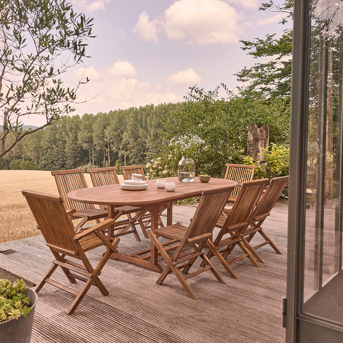 BALI - Fauteuil de jardin en teck huilé massif pliant (lot de 2)