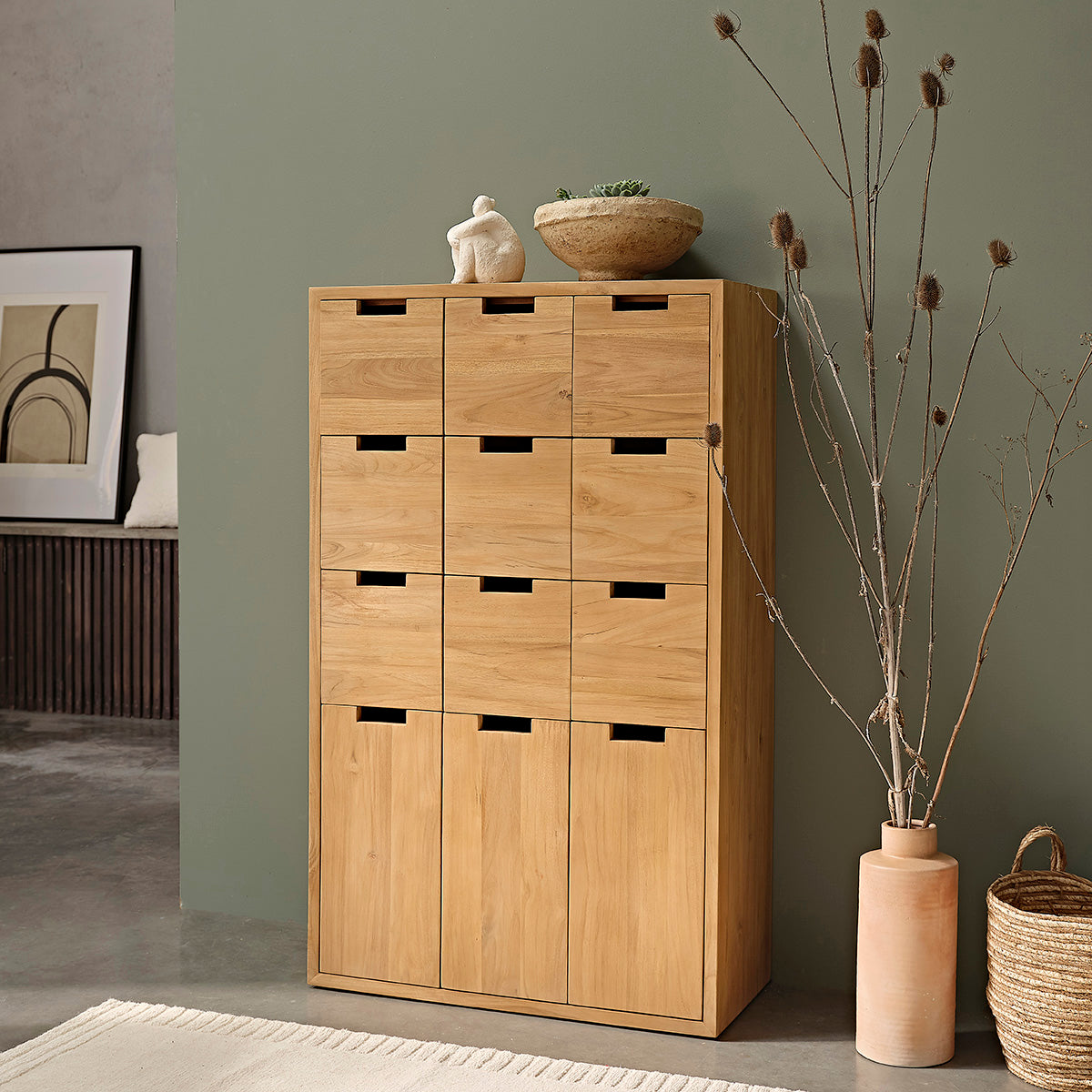 ALDO - Armoire d'entrée en teck massif 80 cm