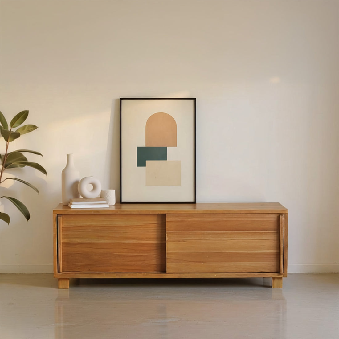 NIDO - TV-Möbel aus massivem Teakholz 100 cm