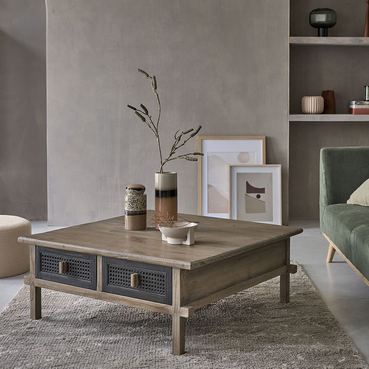 JUNKO - Couchtisch aus recyceltem massivem Holz 100 cm